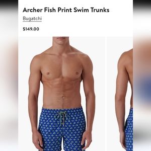 Bugatchi Archer Fish Print Swim Trunks